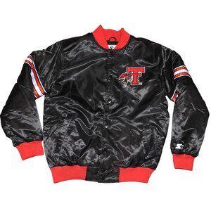 Texas Tech Red Raiders Starter Black Satin Bomber Jacket Men's Large